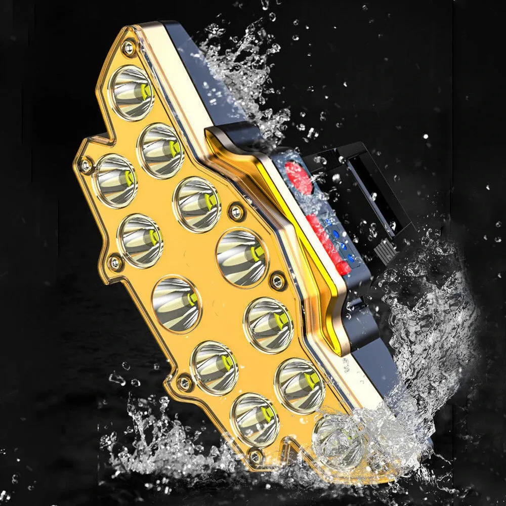 12 x P90 LED Headlamp USB Rechargeable Long Shoot 4 Modes
