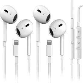 2 Pack for iPhone Headphones Wired Earbuds Earphones Built-in Microphone & Volume Control Nosie Reduction for iPhone 14 Pro Max/14 Plus/13/12/11/XR/XS/X/8/7/SE, Plug and Play Support All iOS Syste