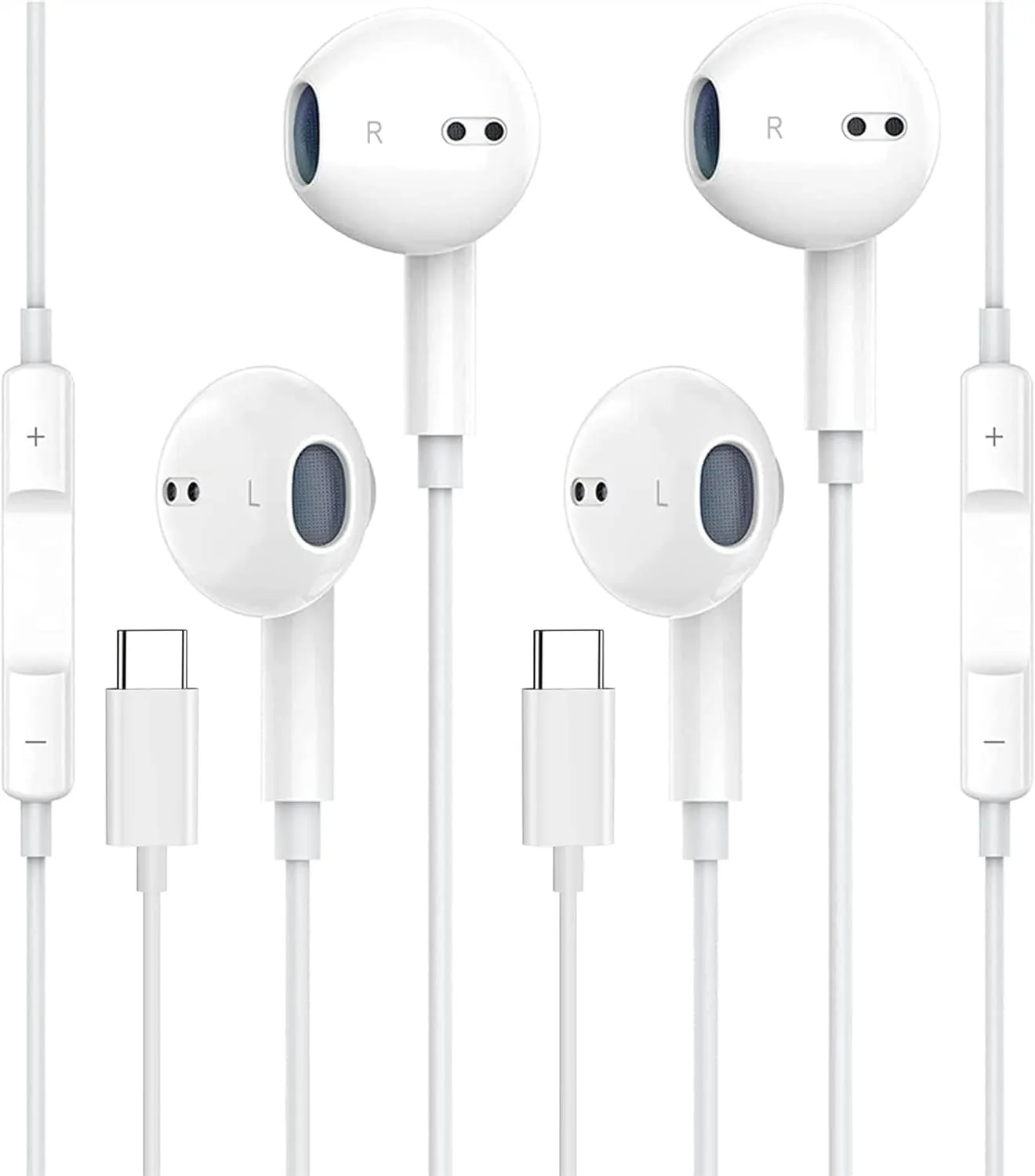 2 Pack USB C Headphones for iPhone 16/15 Earbuds USB C Wired Earphones with Mic & Remote Control Noise Cancelling for iPhone 16 pro, iPad Pro, Galaxy S23/S22/S21/S20/Ultra Note 10/20, Pixel 7/6/6a