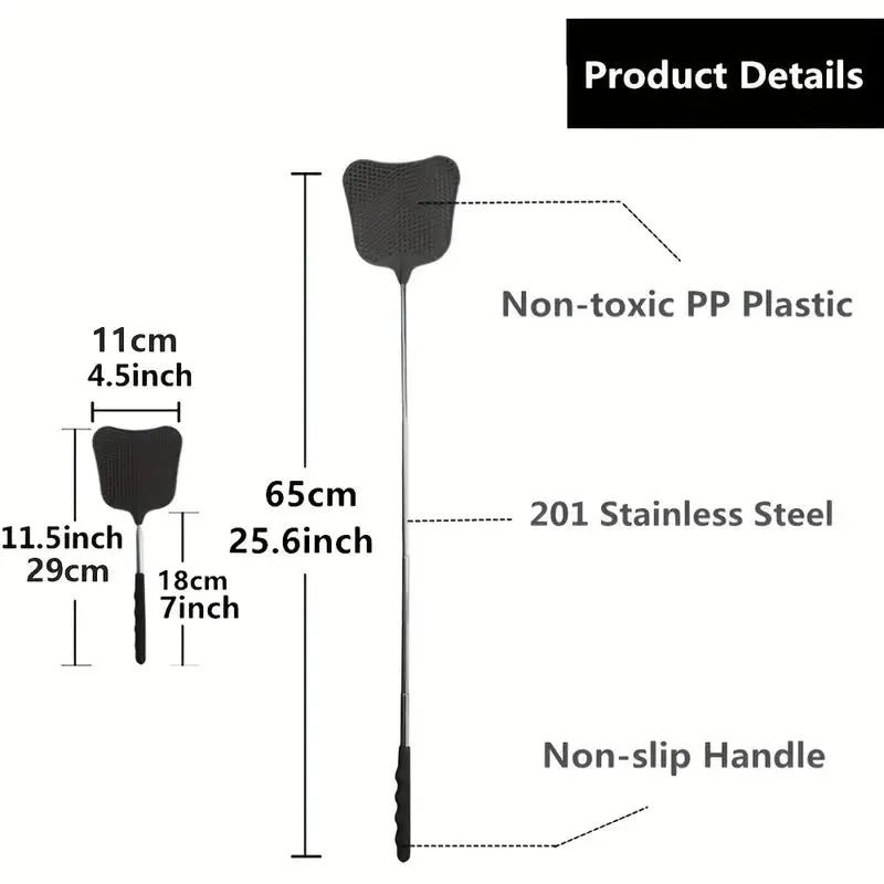 2-Pieces: Heavy Duty Telescopic Fly Swatter Set