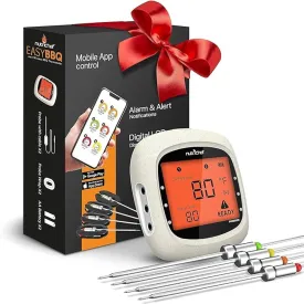 4 Channels Bluetooth Bbq Digital Thermometer With 4 Probes - Large Lcd Display, For Grilling Smoking, Oven, Cooking, And Bbq