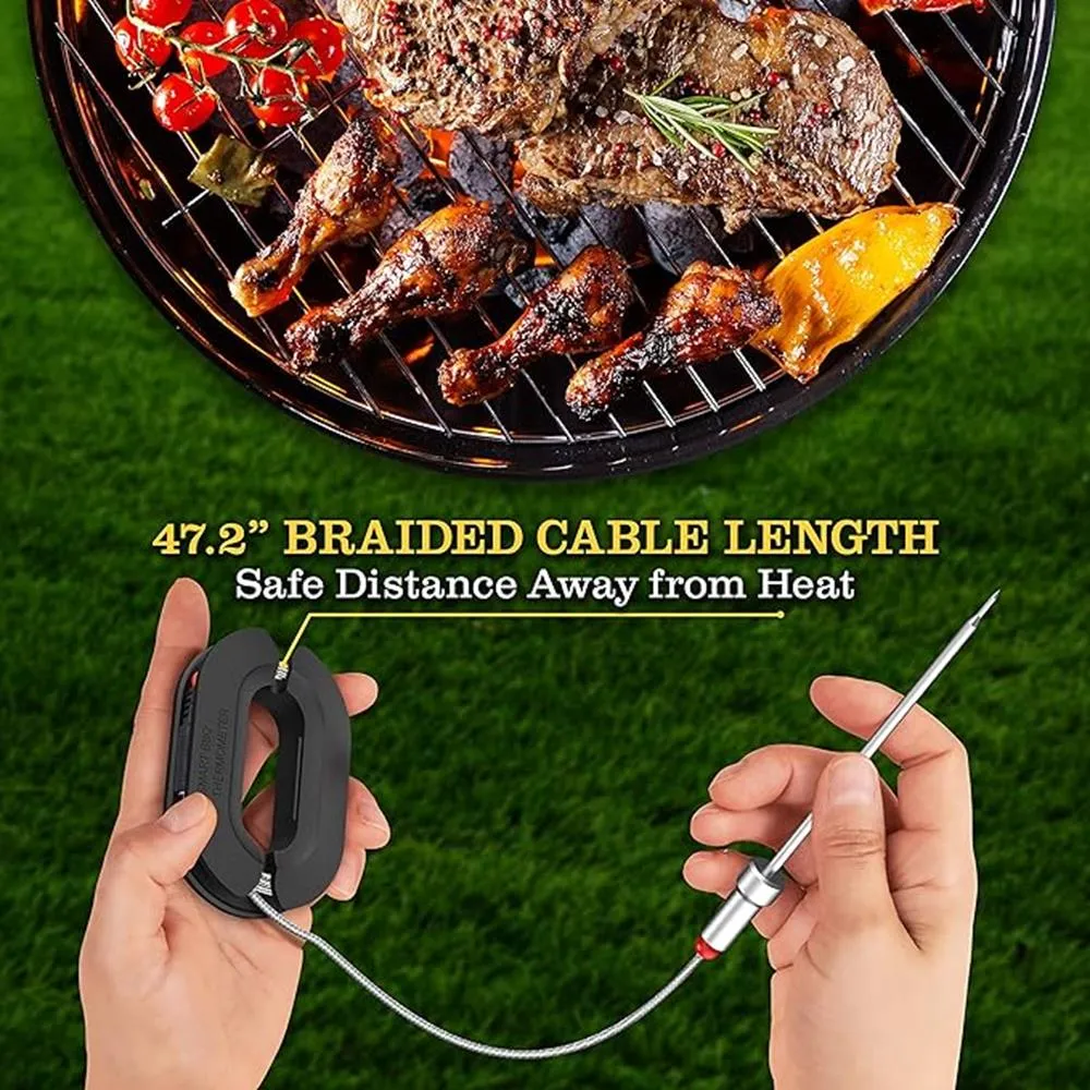 4 Channels Bluetooth Bbq Digital Thermometer With 4 Probes - Large Lcd Display, For Grilling Smoking, Oven, Cooking, And Bbq