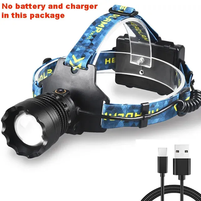 4*500W LED High Power Headlamp Powerful Headlight USB Rechargable Waterproof Super Bright Lantern Head Torch Fishlight