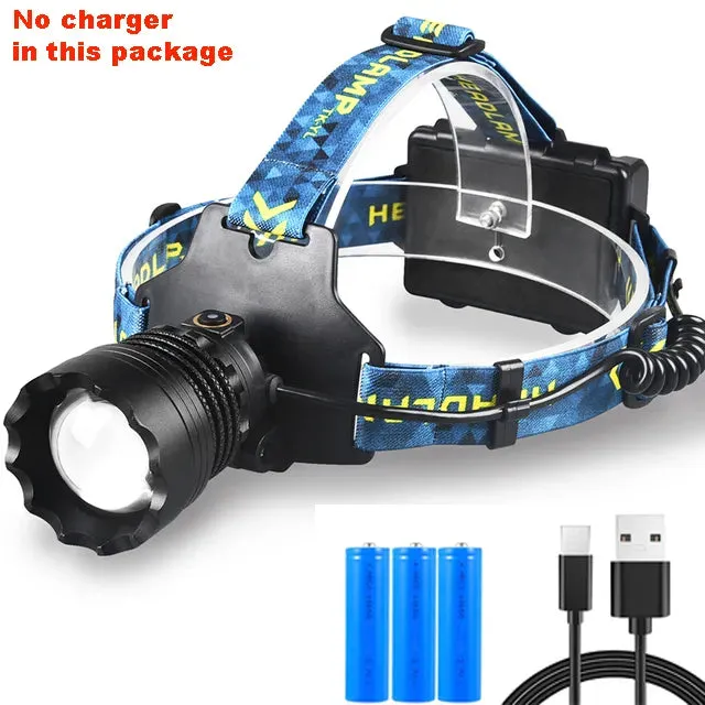 4*500W LED High Power Headlamp Powerful Headlight USB Rechargable Waterproof Super Bright Lantern Head Torch Fishlight