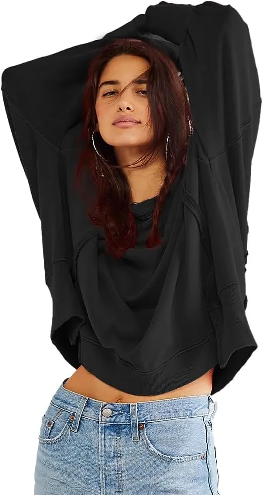 Beaully Women's Oversized Sweatshirts Crew Neck Long Sleeve Side Slit Pullovers Sweatshirt Casual Fall Clothes Sweater
