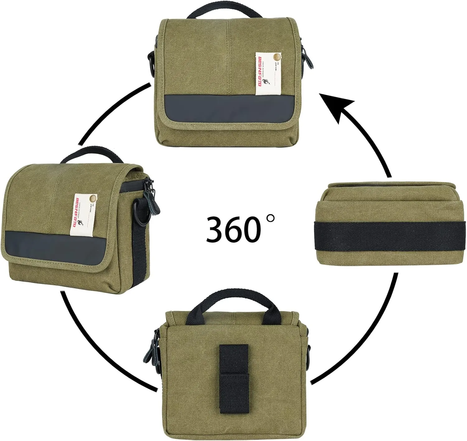 Besnfoto Camera Bag Small Mirrorless Camera Shoulder Bag Purse Waterproof Canvas Cute Compact Camera Messenger Bag Case for Women and Men
