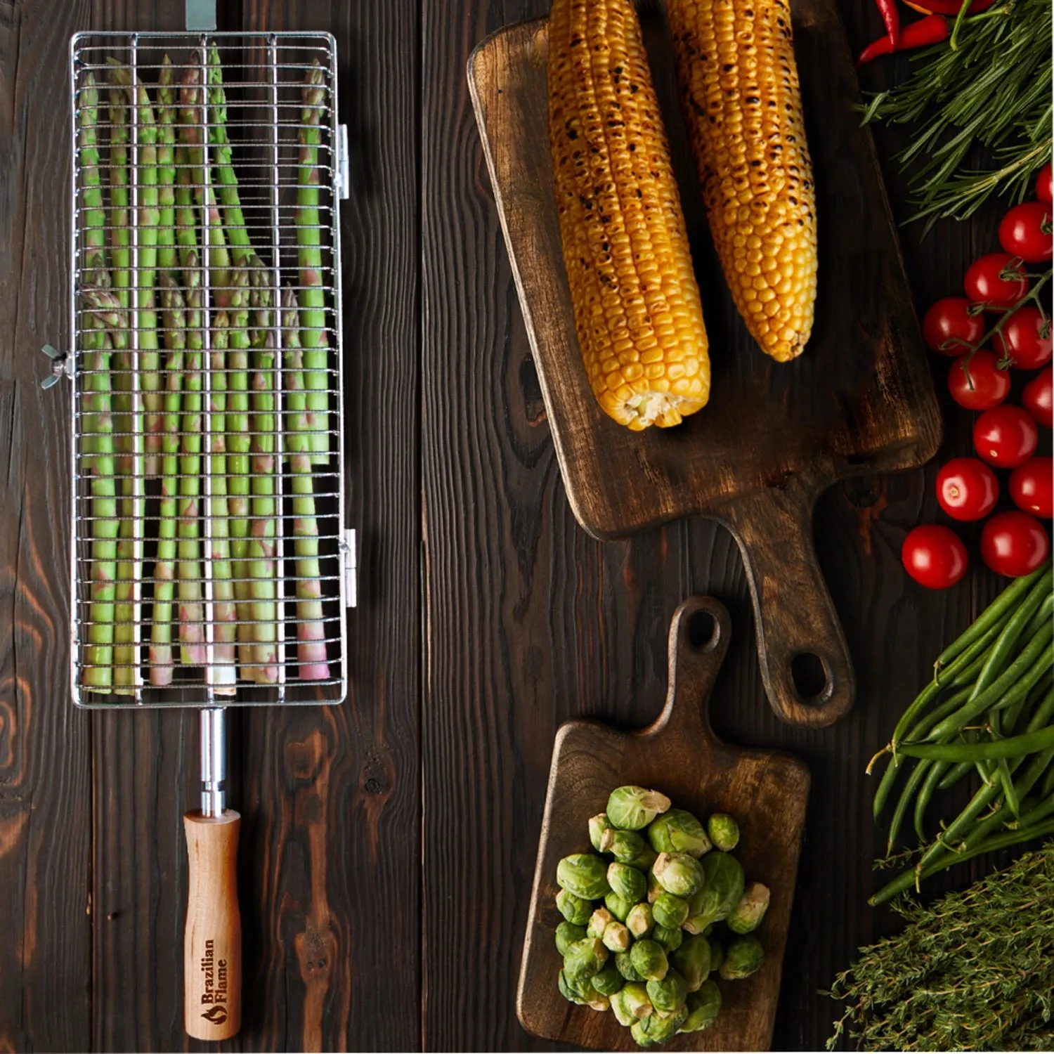 Brazilian Flame Rotisserie Grill Basket - Set