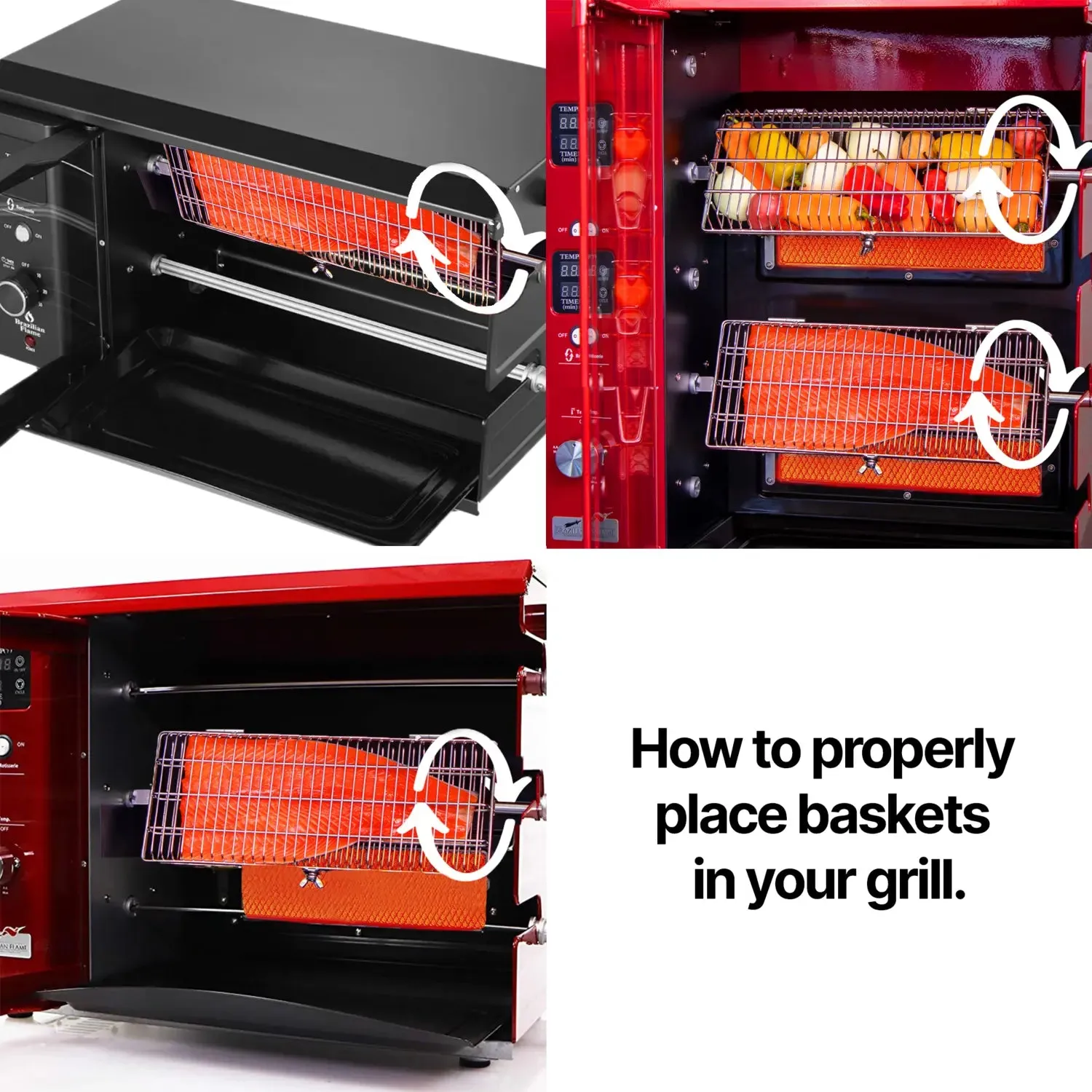 Brazilian Flame Rotisserie Grill Basket - Set
