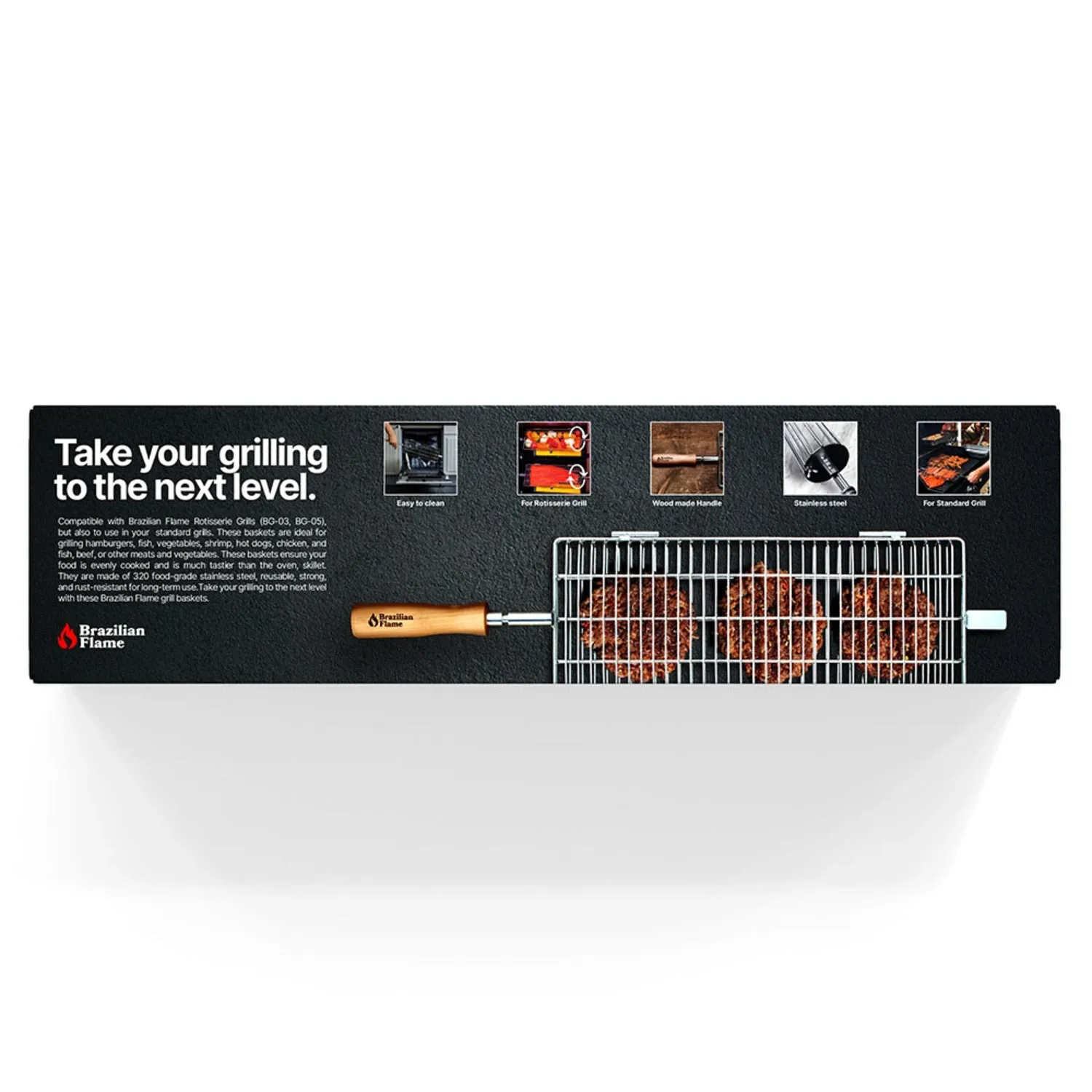 Brazilian Flame Rotisserie Grill Basket - Set