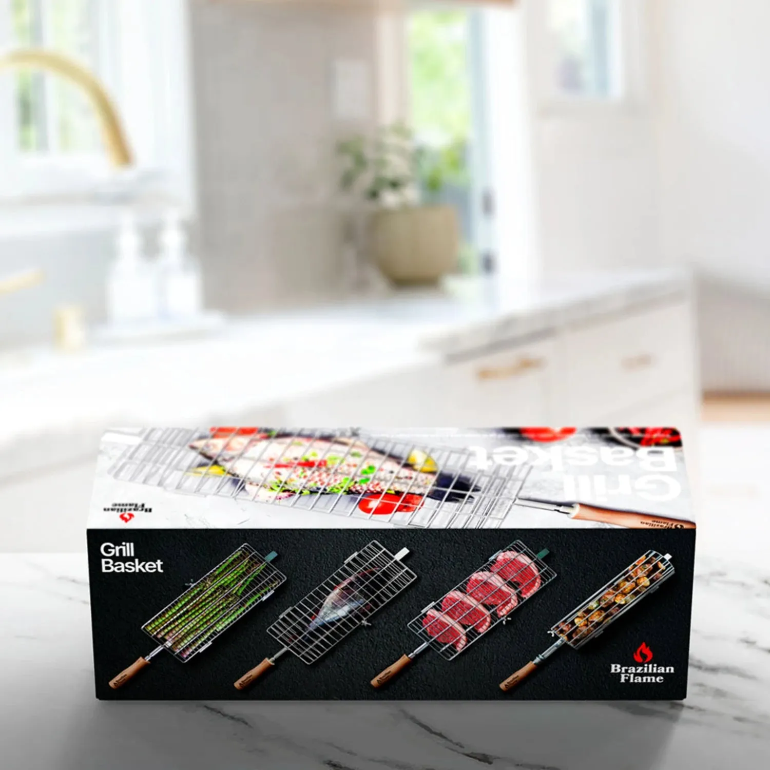 Brazilian Flame Rotisserie Grill Basket - Set