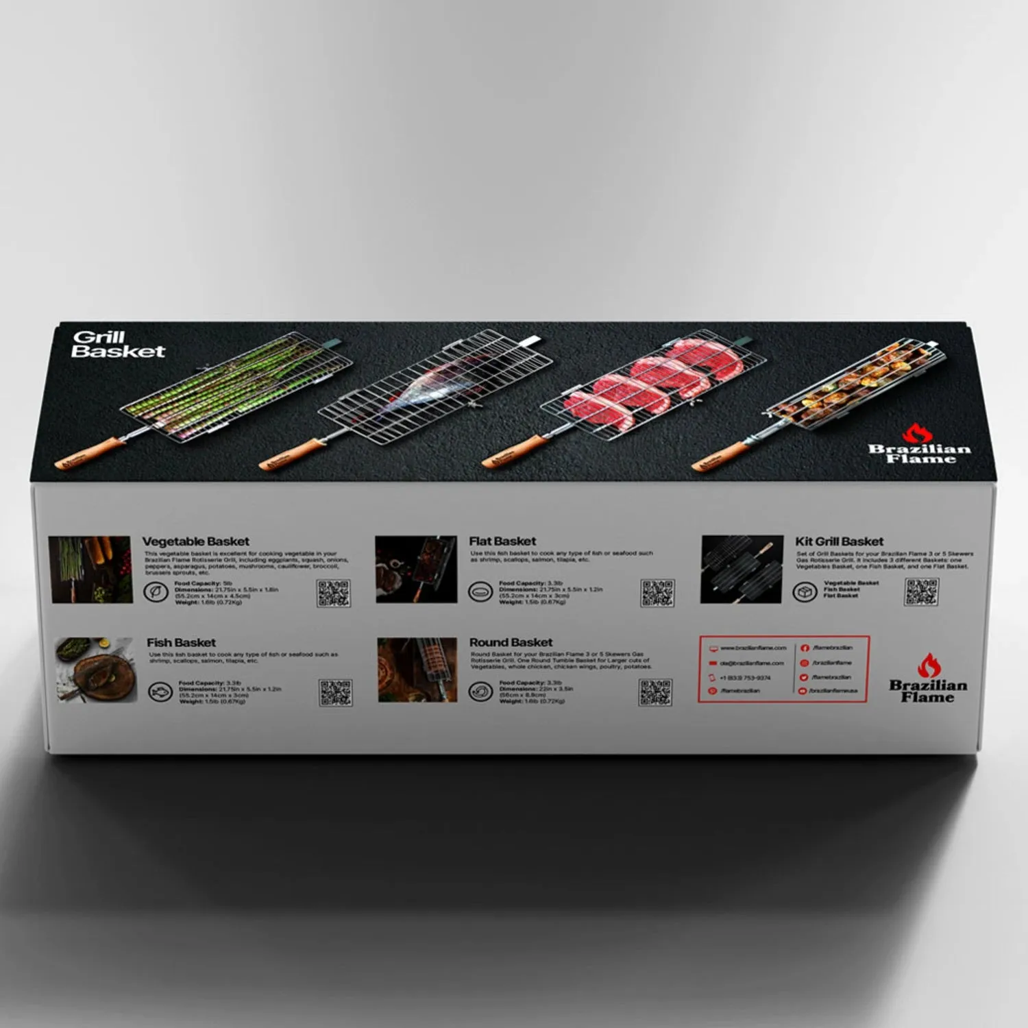 Brazilian Flame Rotisserie Grill Basket - Set