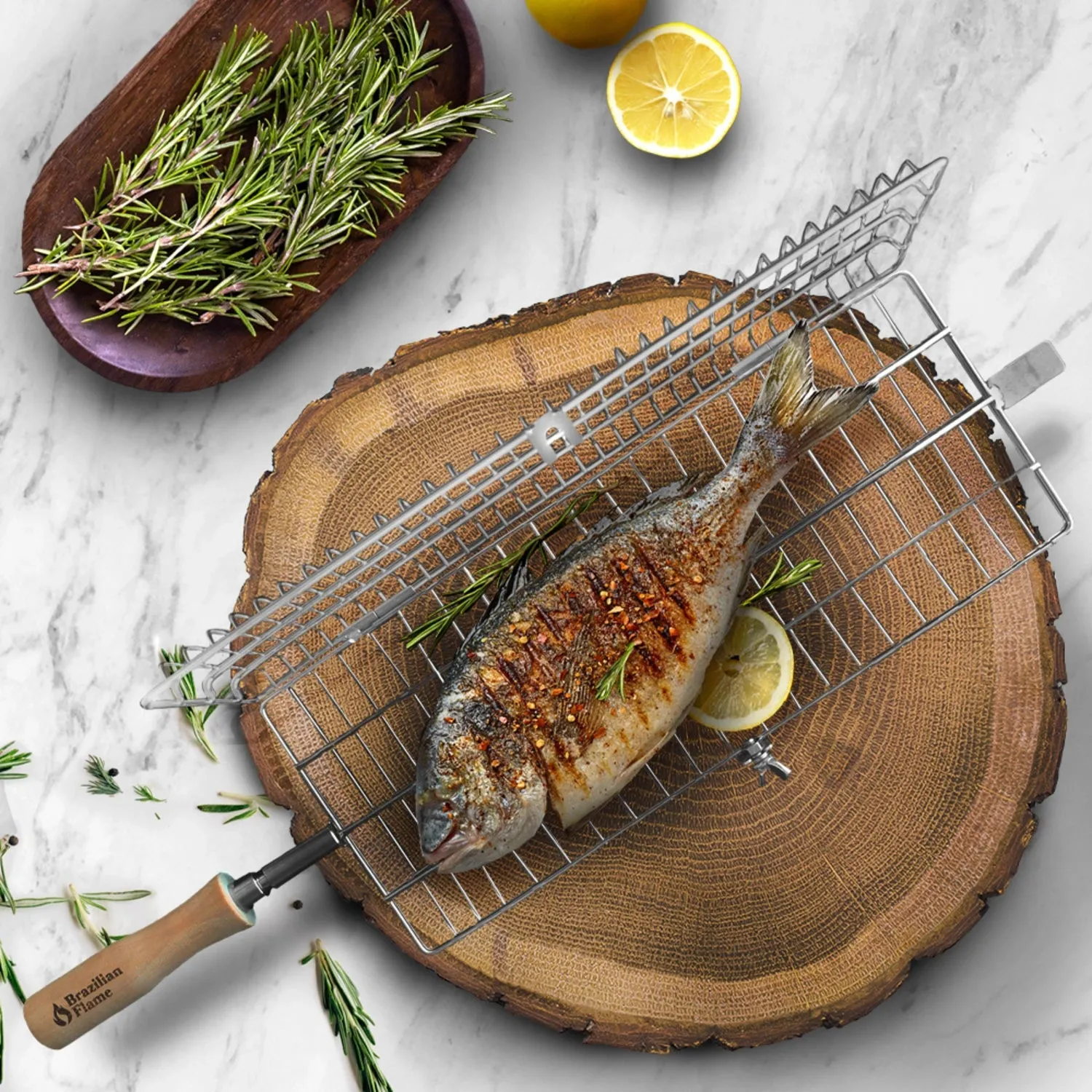 Brazilian Flame Rotisserie Grill Basket - Set