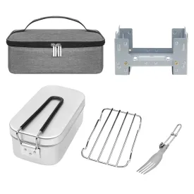 Camping Cookware 800ml Lunch Box Mini Folding Stove Steaming Rack Combo Set Tourist Tableware 2022 New