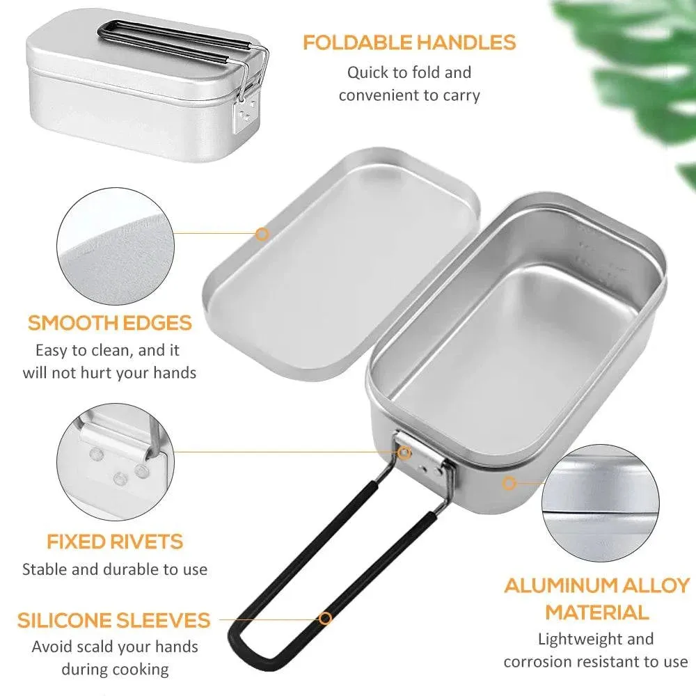 Camping Cookware 800ml Lunch Box Mini Folding Stove Steaming Rack Combo Set Tourist Tableware 2022 New