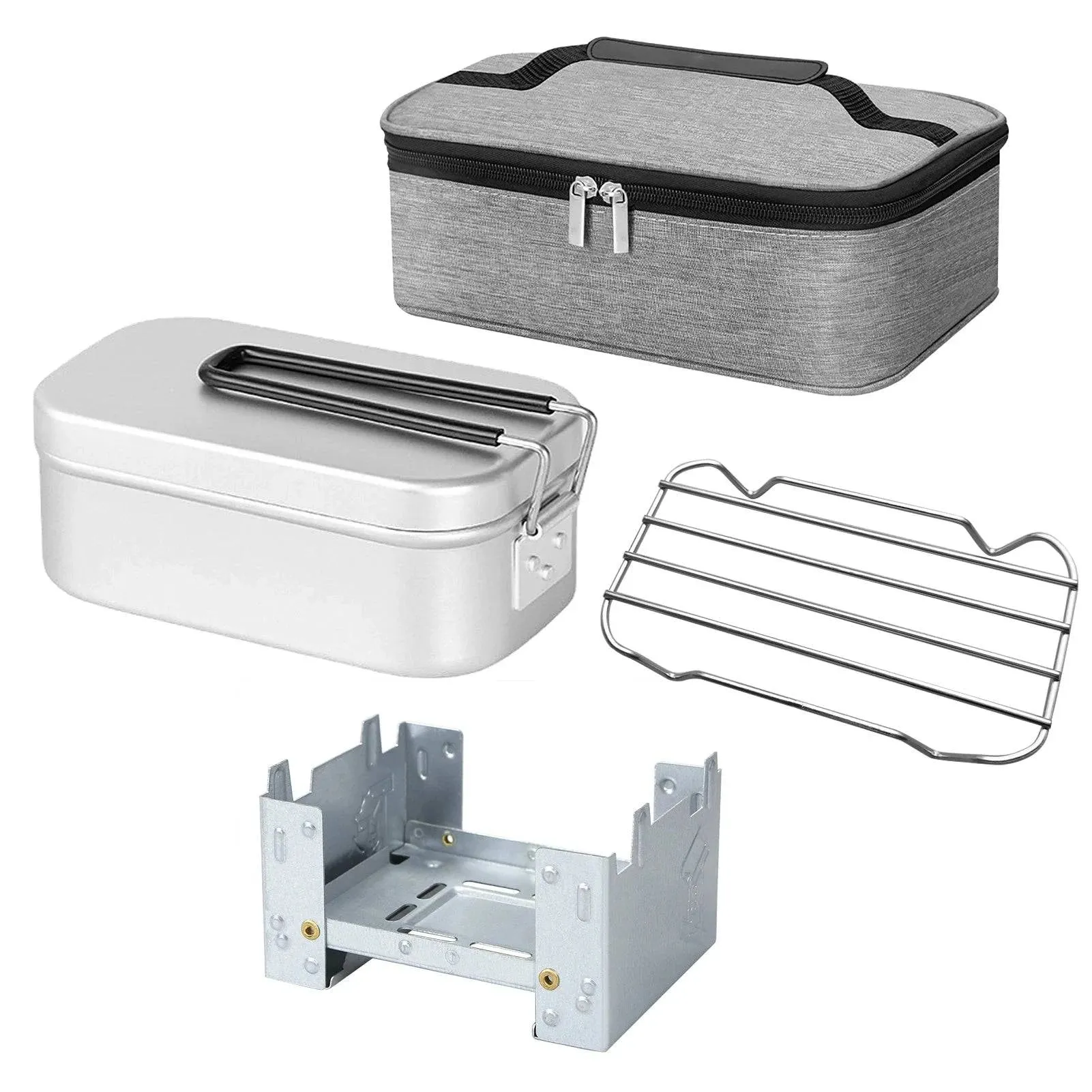 Camping Cookware 800ml Lunch Box Mini Folding Stove Steaming Rack Combo Set Tourist Tableware 2022 New
