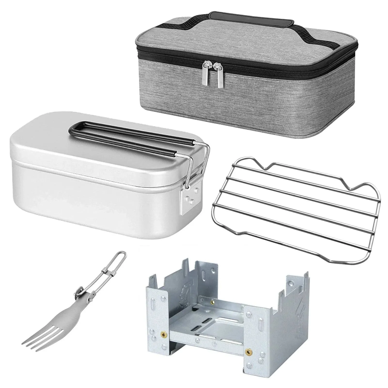 Camping Cookware 800ml Lunch Box Mini Folding Stove Steaming Rack Combo Set Tourist Tableware 2022 New
