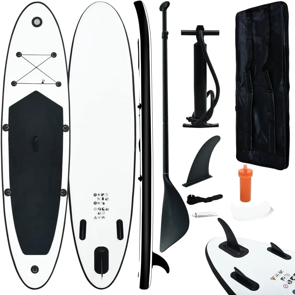 CHARMMA Inflatable Stand up Paddle Board Set Black and White