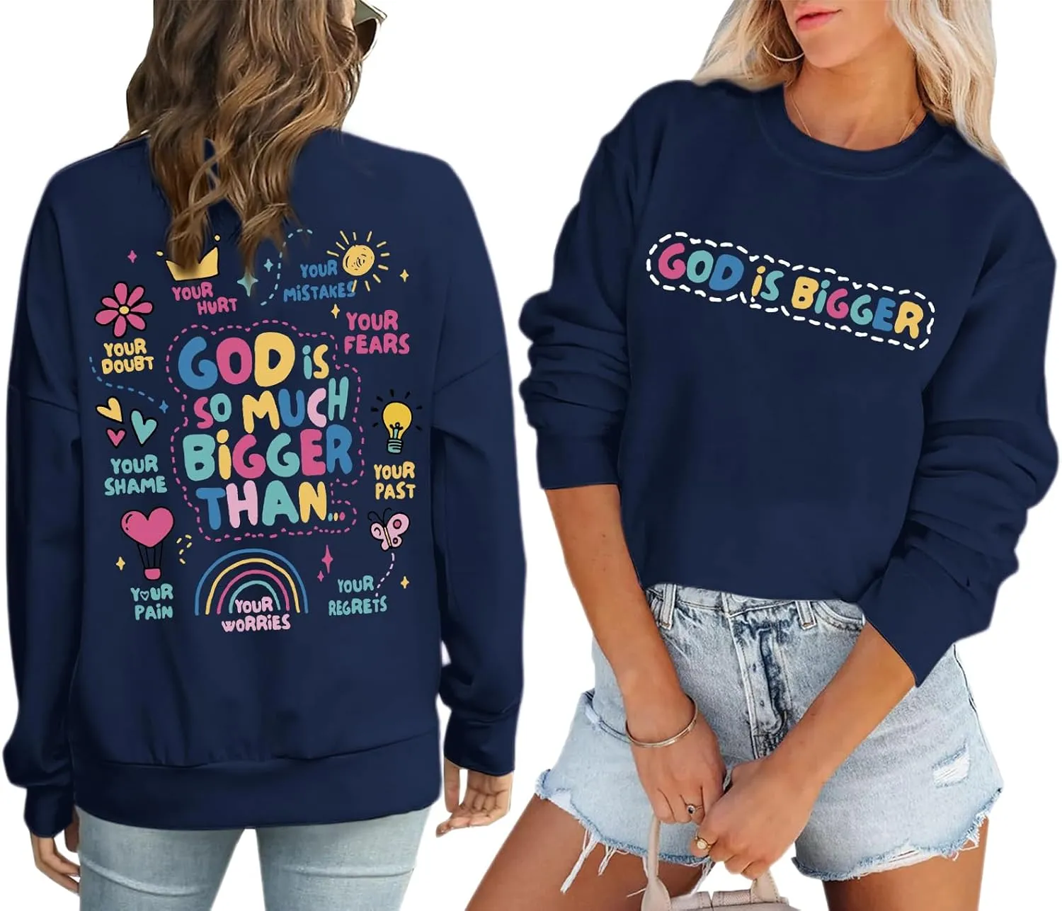 Christian Sweatshirts for Women Jesus God Faith Shirts Inspirational Religious Graphic Hoodie Loose Pullover Tops