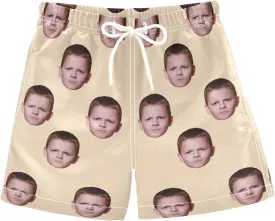 Custom Funny Boys Swim Trunks Personalized Photo Face Infant Baby Boy Swim Board Shorts Beach Shorts Swimwear