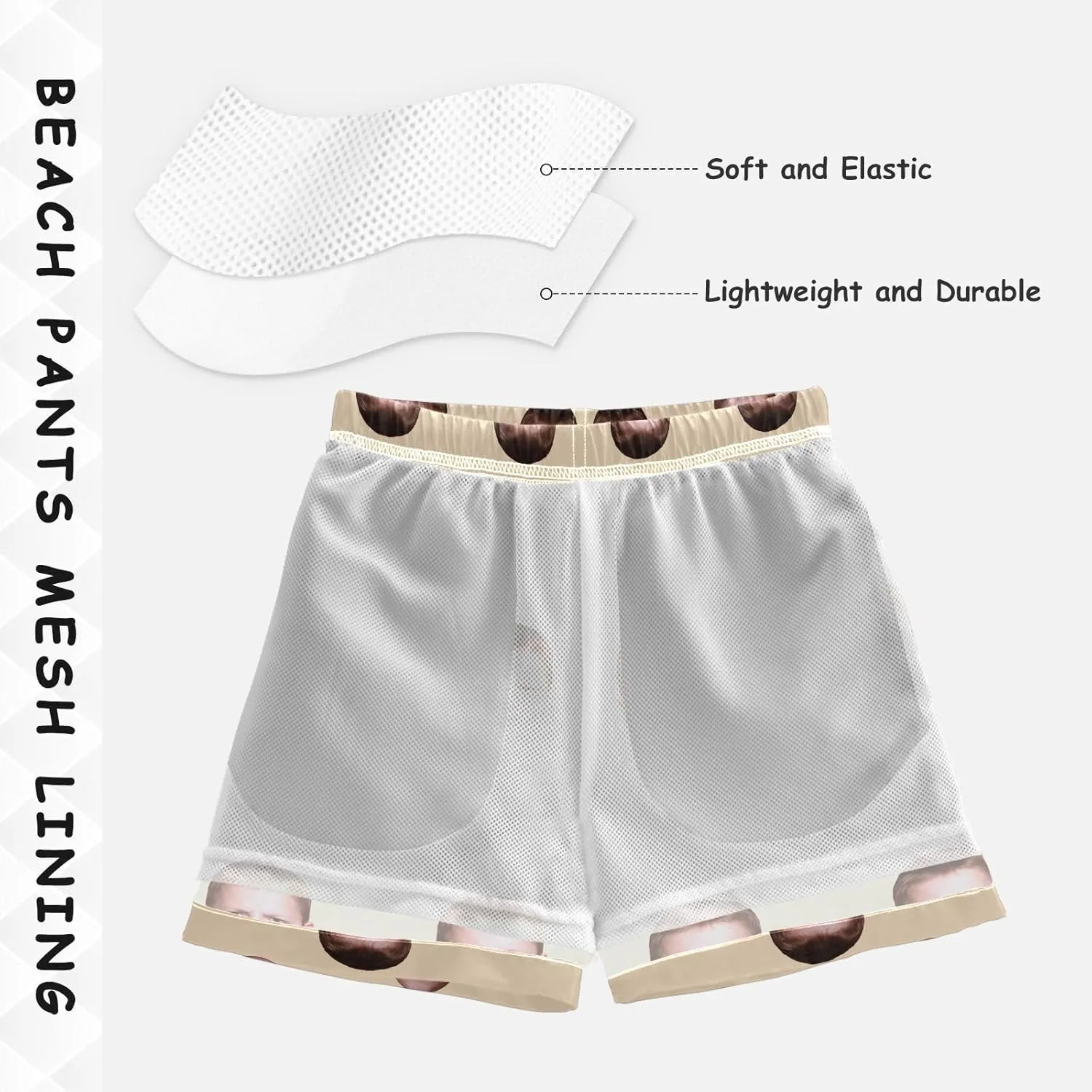Custom Funny Boys Swim Trunks Personalized Photo Face Infant Baby Boy Swim Board Shorts Beach Shorts Swimwear