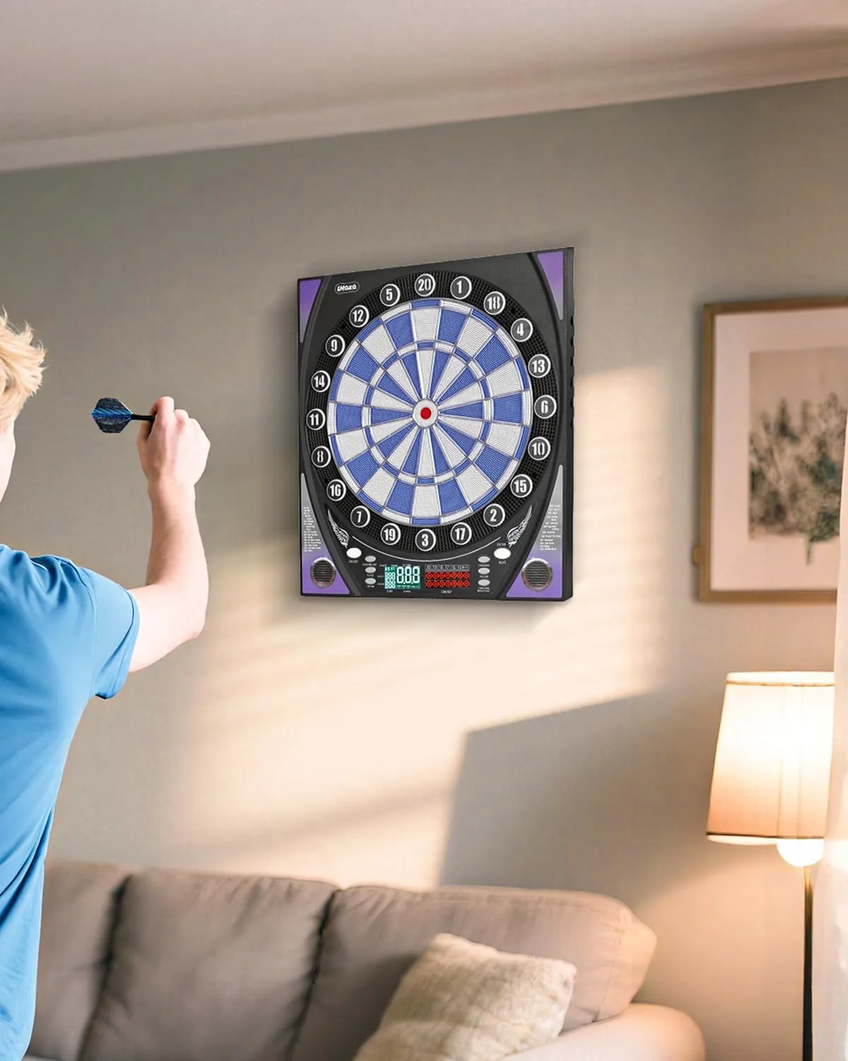 Electronic Dart Board with Bright Score Display, Multiple Games, and Durable Design-Perfect for Family Fun and Competitions-Includes Soft Tip with 12 Darts