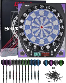 Electronic Dart Board with Bright Score Display, Multiple Games, and Durable Design-Perfect for Family Fun and Competitions-Includes Soft Tip with 12 Darts