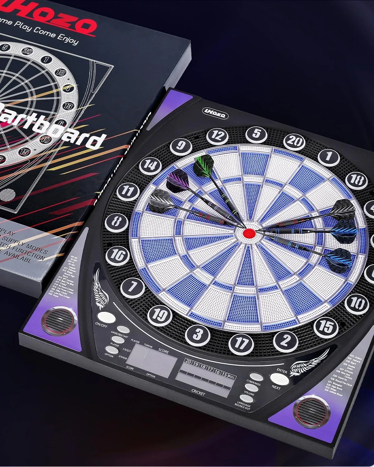 Electronic Dart Board with Bright Score Display, Multiple Games, and Durable Design-Perfect for Family Fun and Competitions-Includes Soft Tip with 12 Darts