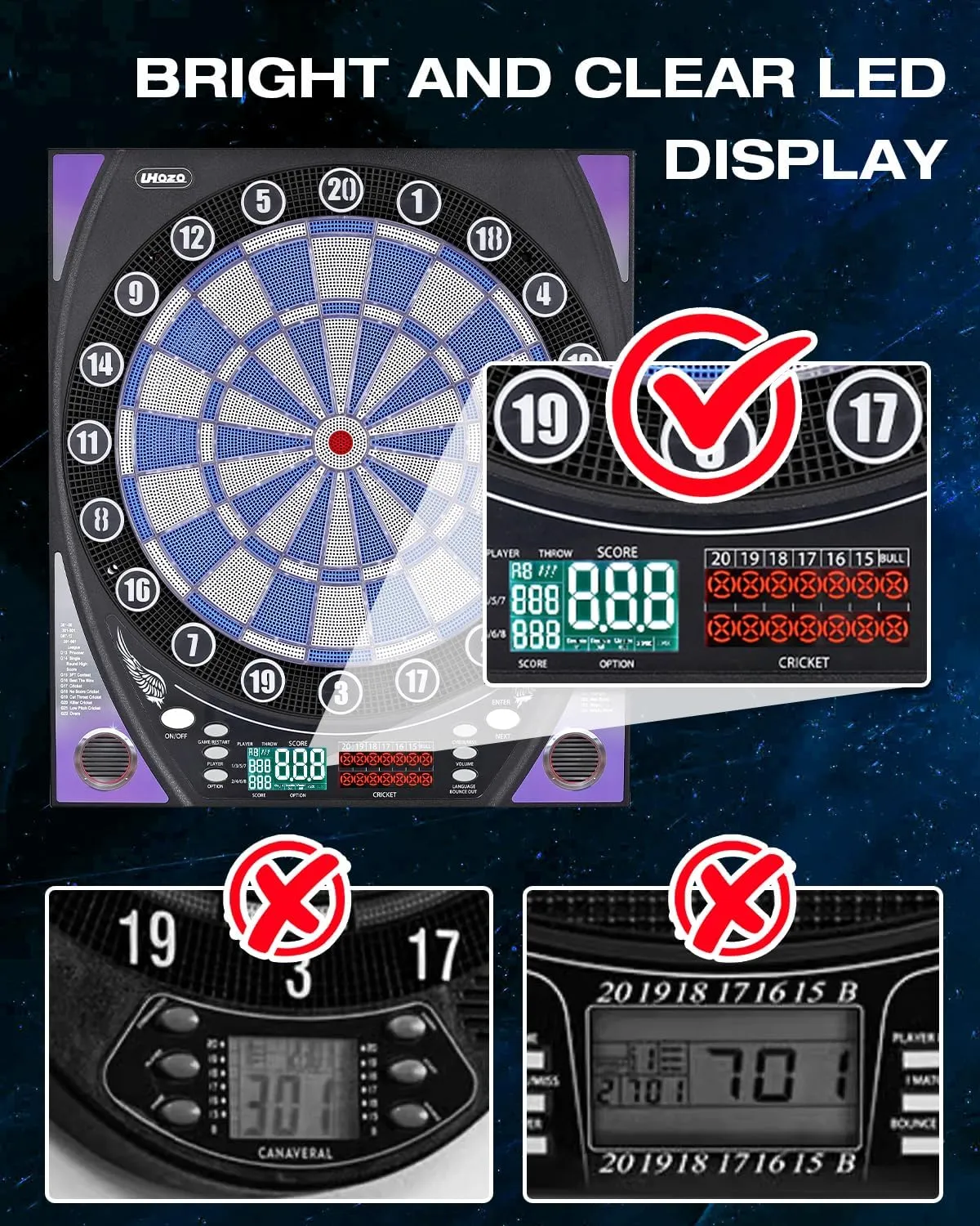 Electronic Dart Board with Bright Score Display, Multiple Games, and Durable Design-Perfect for Family Fun and Competitions-Includes Soft Tip with 12 Darts
