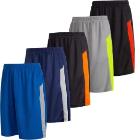 Essential Elements Boys 5-Pack Active Athletic Performance Basketball Shorts with Pockets