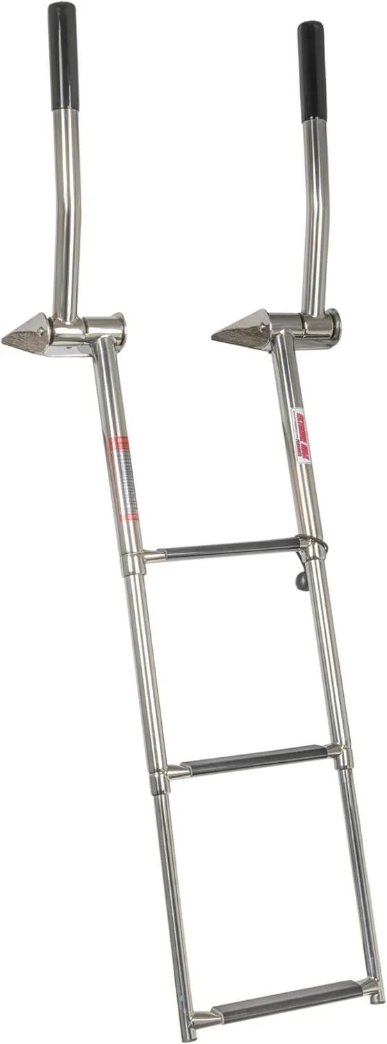 Extreme Max 3006.8807 Top-Mount Telescoping Pontoon, Dock, and Swim Raft Ladder with Hidden Handle and Rubber Grips - 3-Step