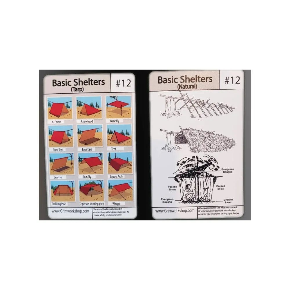 Grim Workshop Tip Card:#12 Shelter Tip Card Tarp and Natural Shelters