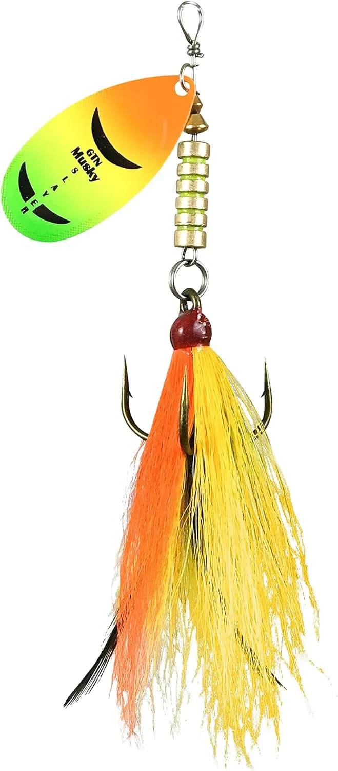 Guideline GTN Musky Slayer Tandem or Single, with Spinner Blade. (Chartreuse Black, Single)