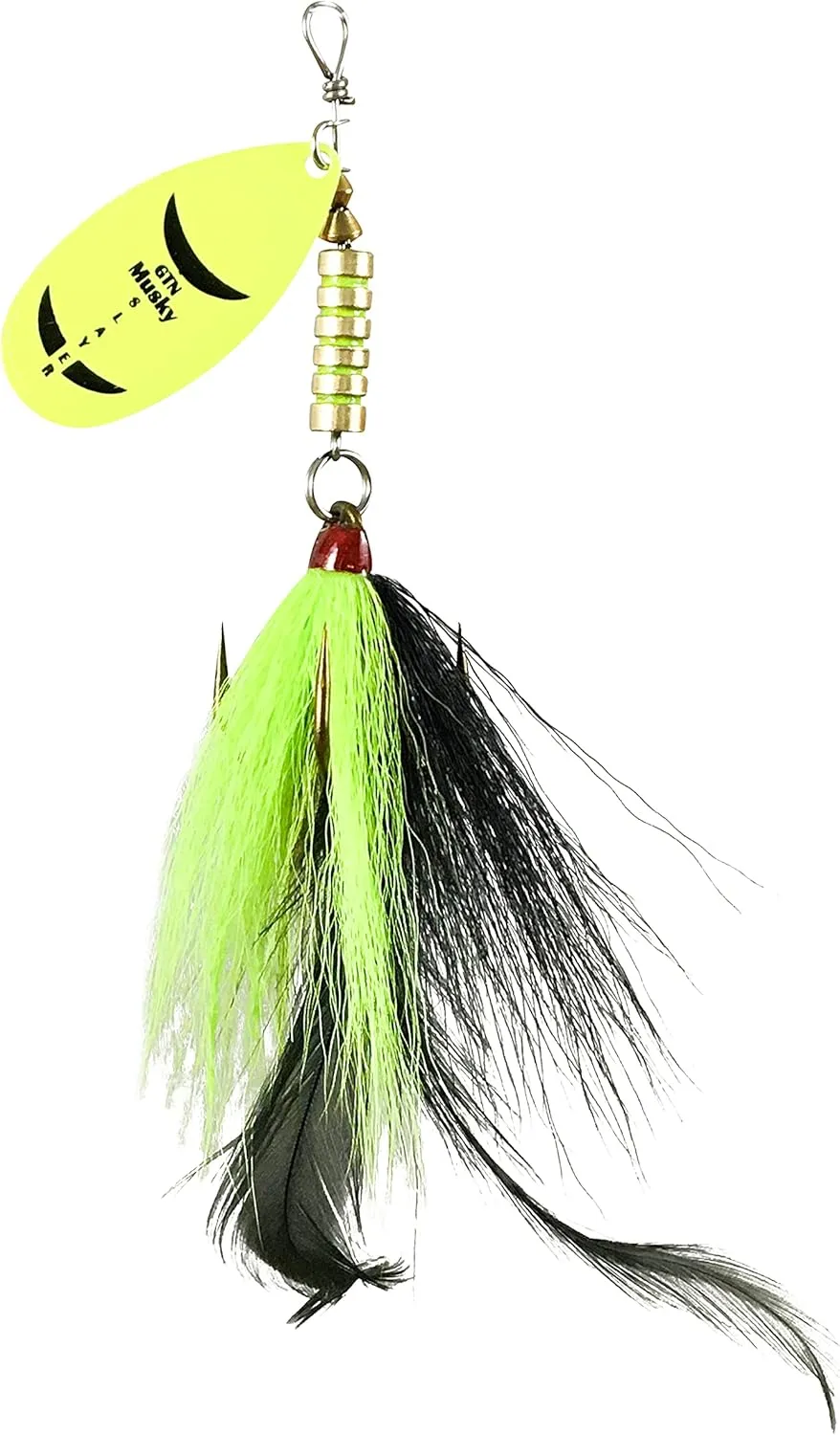 Guideline GTN Musky Slayer Tandem or Single, with Spinner Blade. (Chartreuse Black, Single)