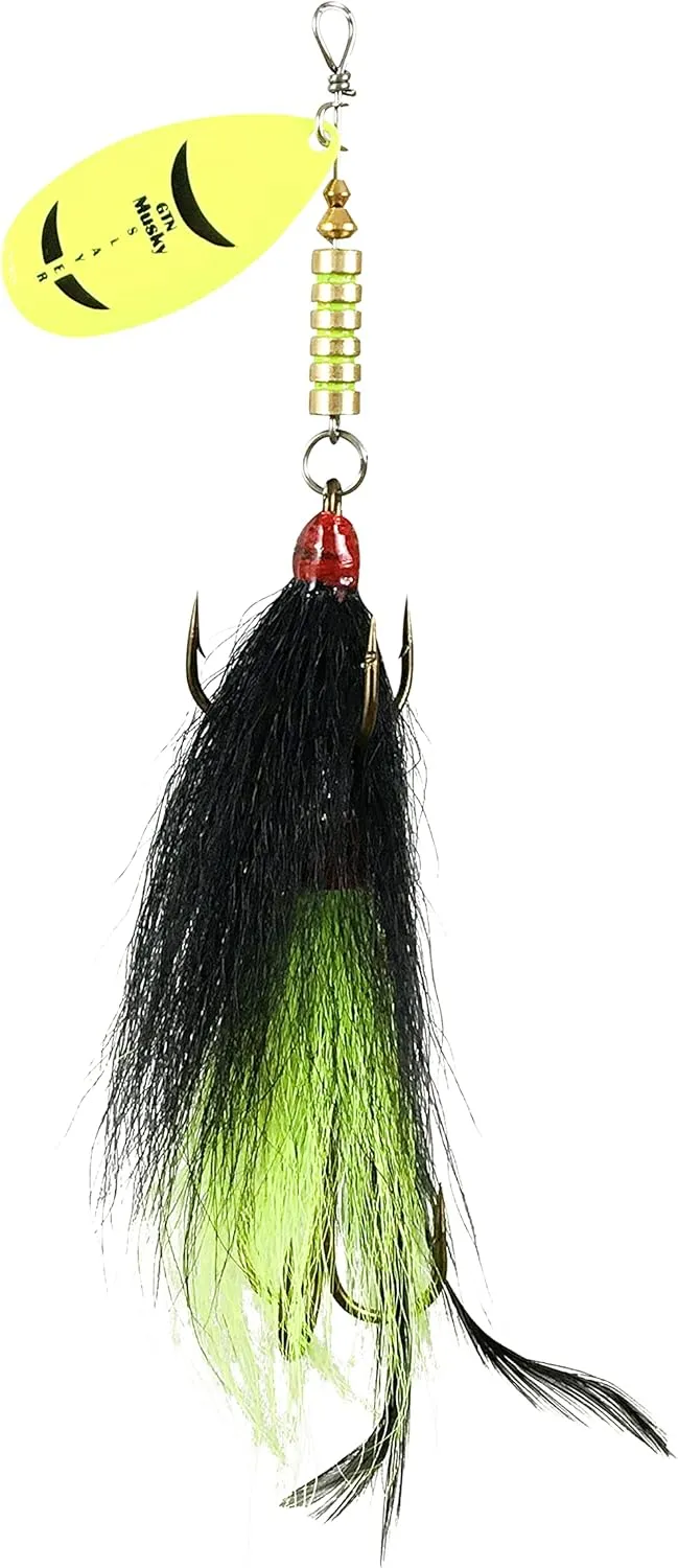 Guideline GTN Musky Slayer Tandem or Single, with Spinner Blade. (Chartreuse Black, Single)