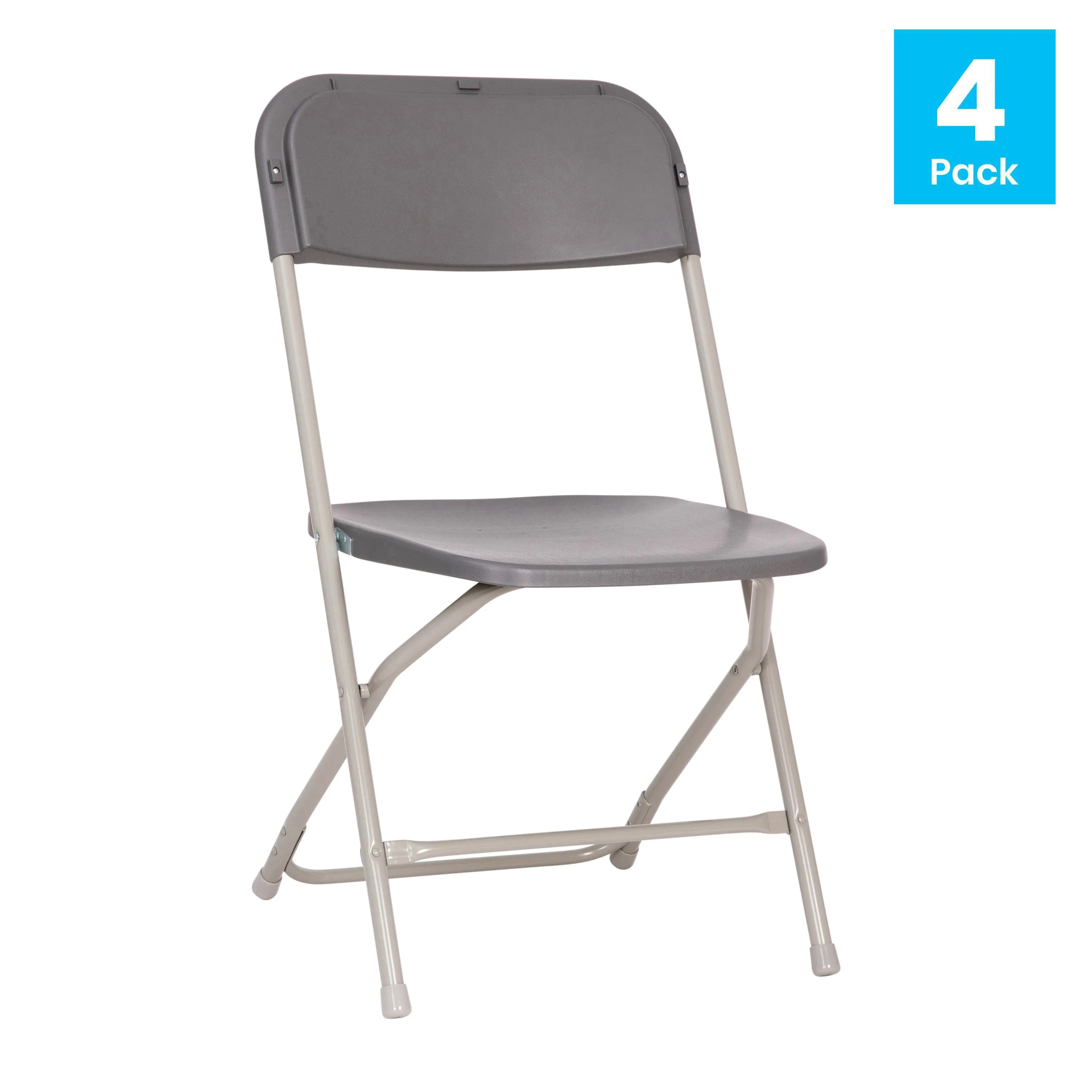 Hercules Big and Tall Commercial Folding Chair - Extra Wide 650LB. Capacity - Durable Plastic - Gray, 4-Pack