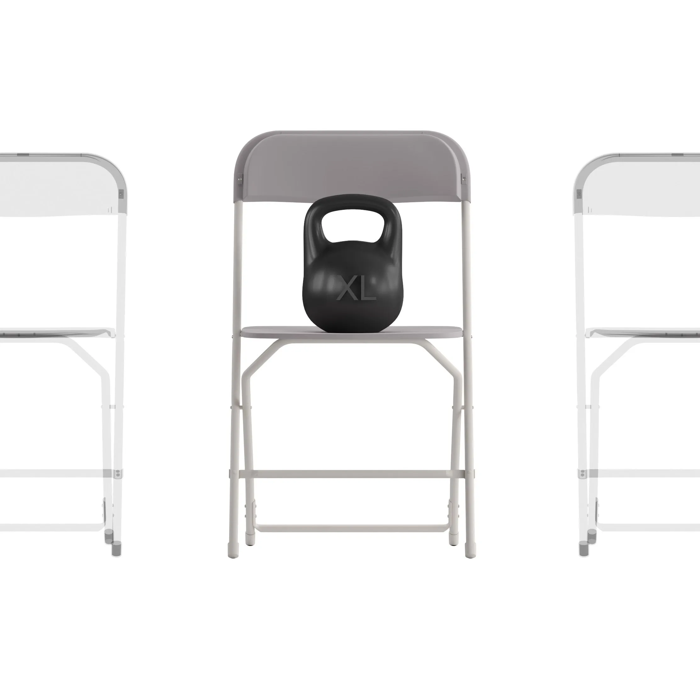 Hercules Big and Tall Commercial Folding Chair - Extra Wide 650LB. Capacity - Durable Plastic - Gray, 4-Pack