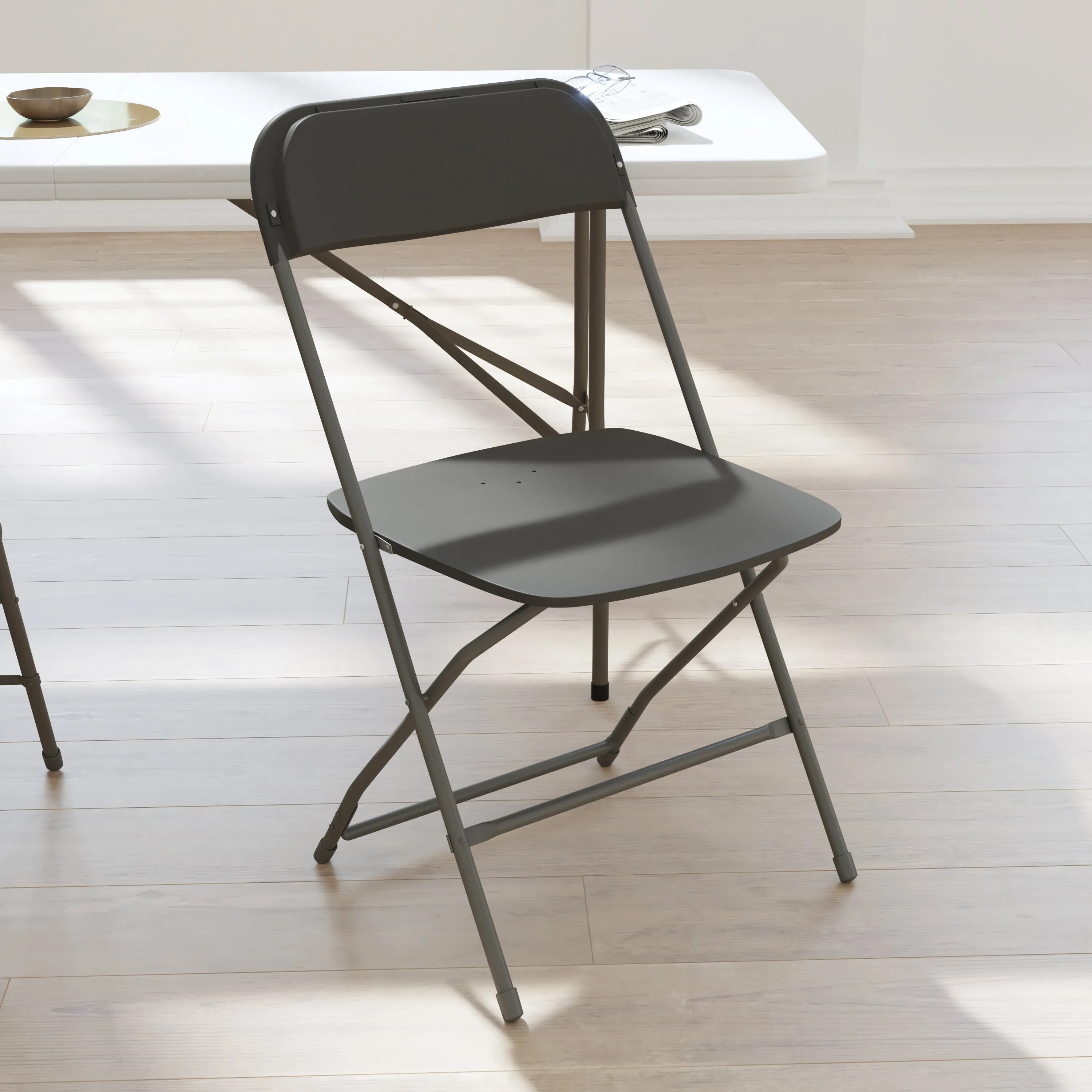 Hercules Big and Tall Commercial Folding Chair - Extra Wide 650LB. Capacity - Durable Plastic - Gray, 4-Pack