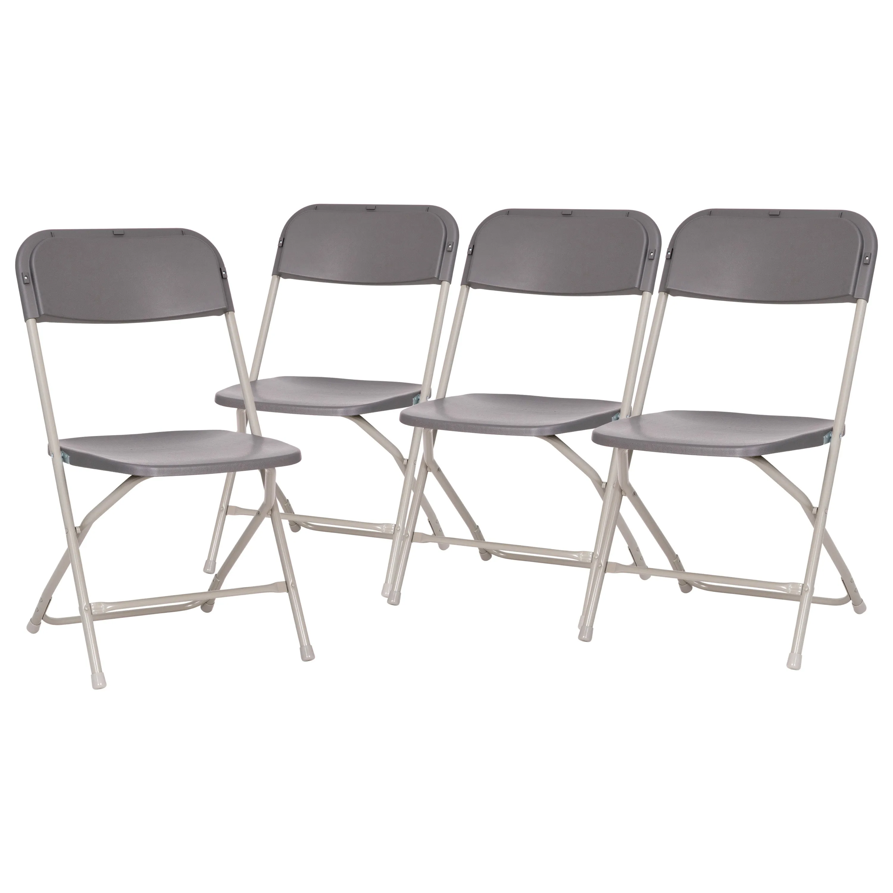 Hercules Big and Tall Commercial Folding Chair - Extra Wide 650LB. Capacity - Durable Plastic - Gray, 4-Pack