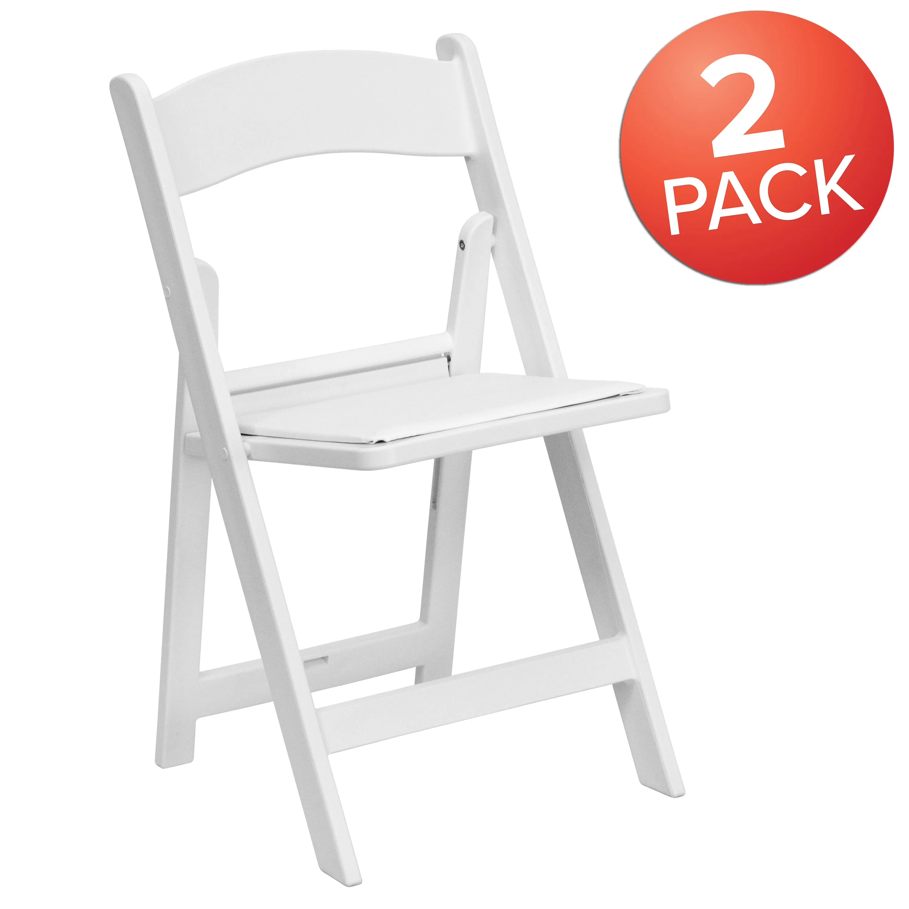 Hercules Folding Chair - White Resin - 2 Pack 800LB Weight Capacity Comfortable Event Chair - Light Weight Folding Chair
