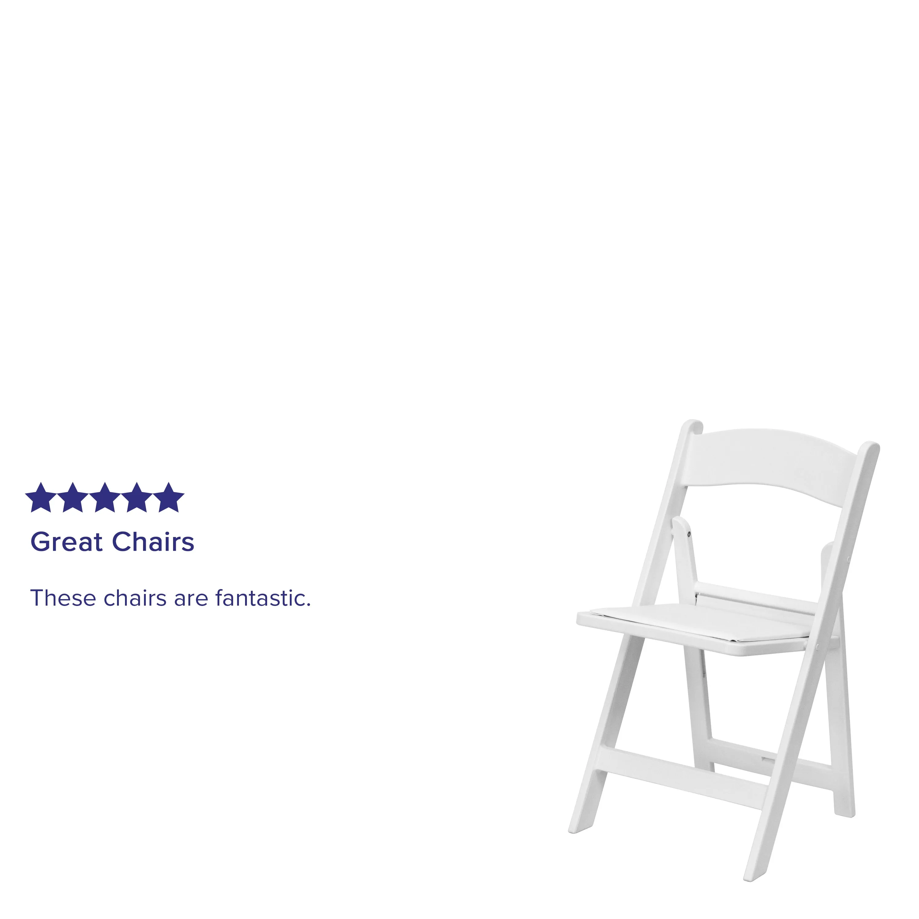Hercules Folding Chair - White Resin - 2 Pack 800LB Weight Capacity Comfortable Event Chair - Light Weight Folding Chair