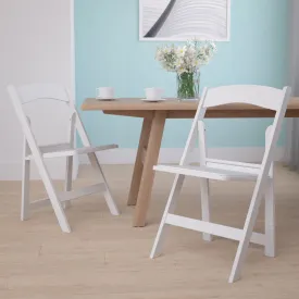 Hercules Folding Chair - White Resin - 2 Pack 800LB Weight Capacity Comfortable Event Chair - Light Weight Folding Chair