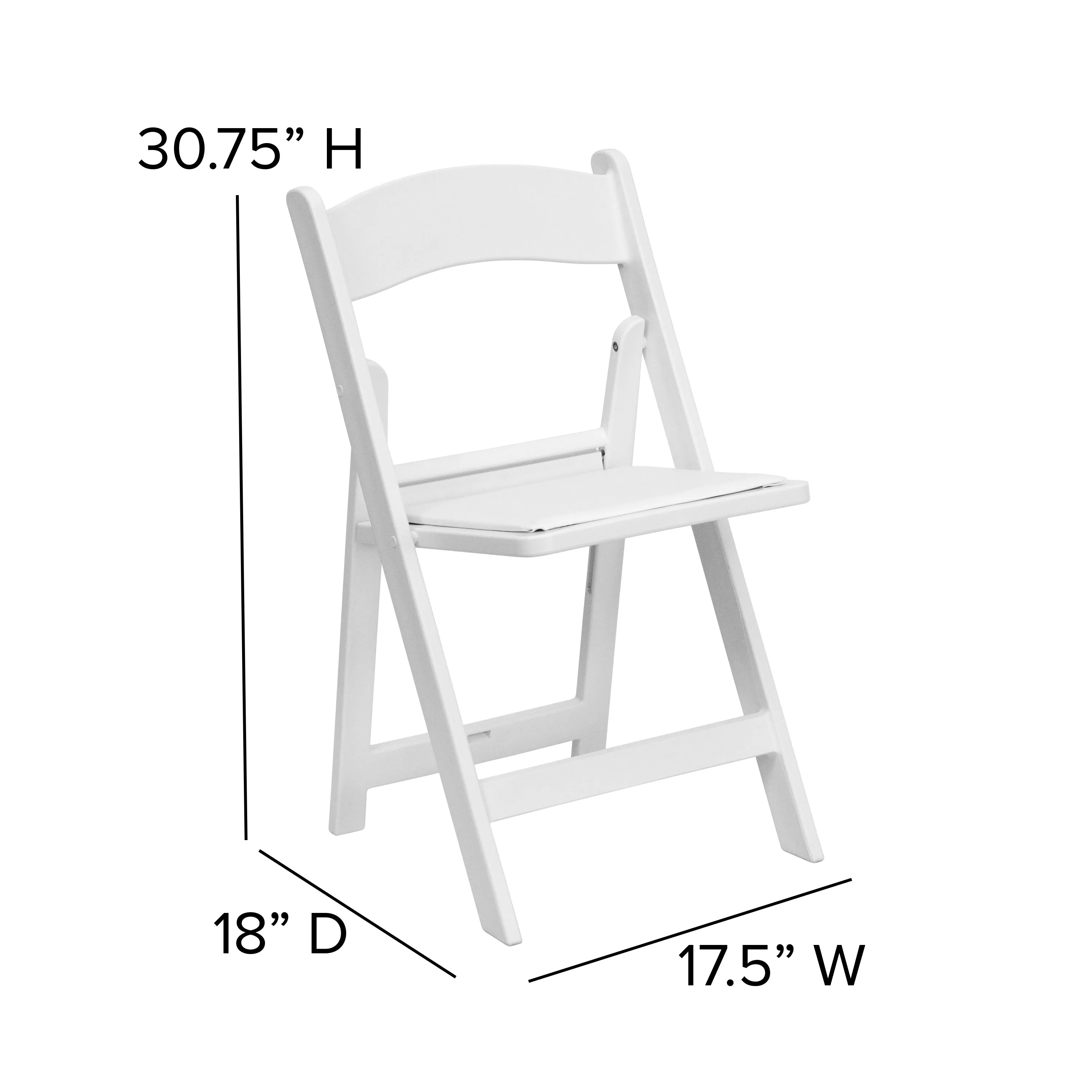 Hercules Folding Chair - White Resin - 2 Pack 800LB Weight Capacity Comfortable Event Chair - Light Weight Folding Chair