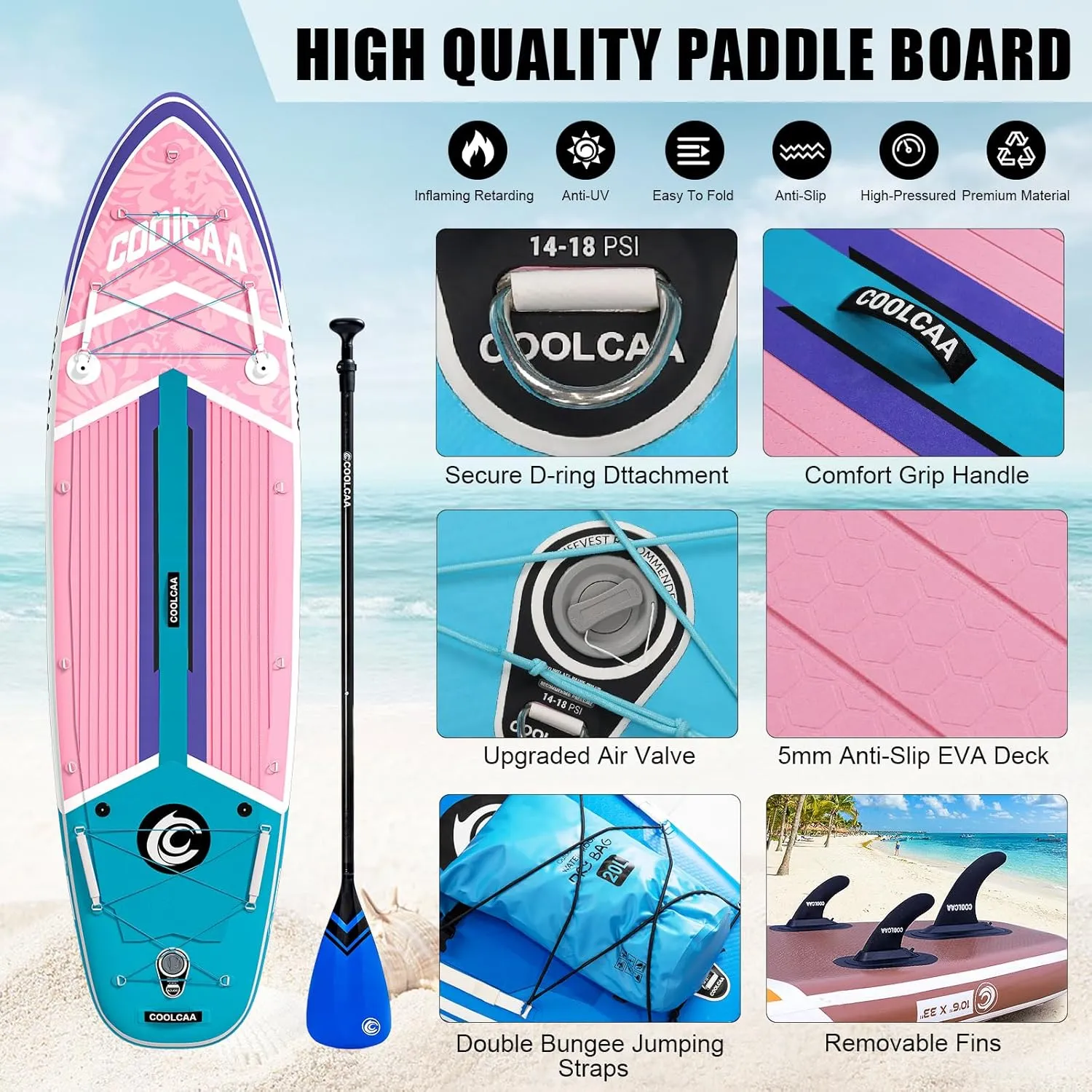 Inflatable Stand Up Paddle Boards, Inflatable Sup Board, Stand Up Paddle Boards for Adults, Ultra Stable Wide SUP for 2 1 People/Family/Big Size