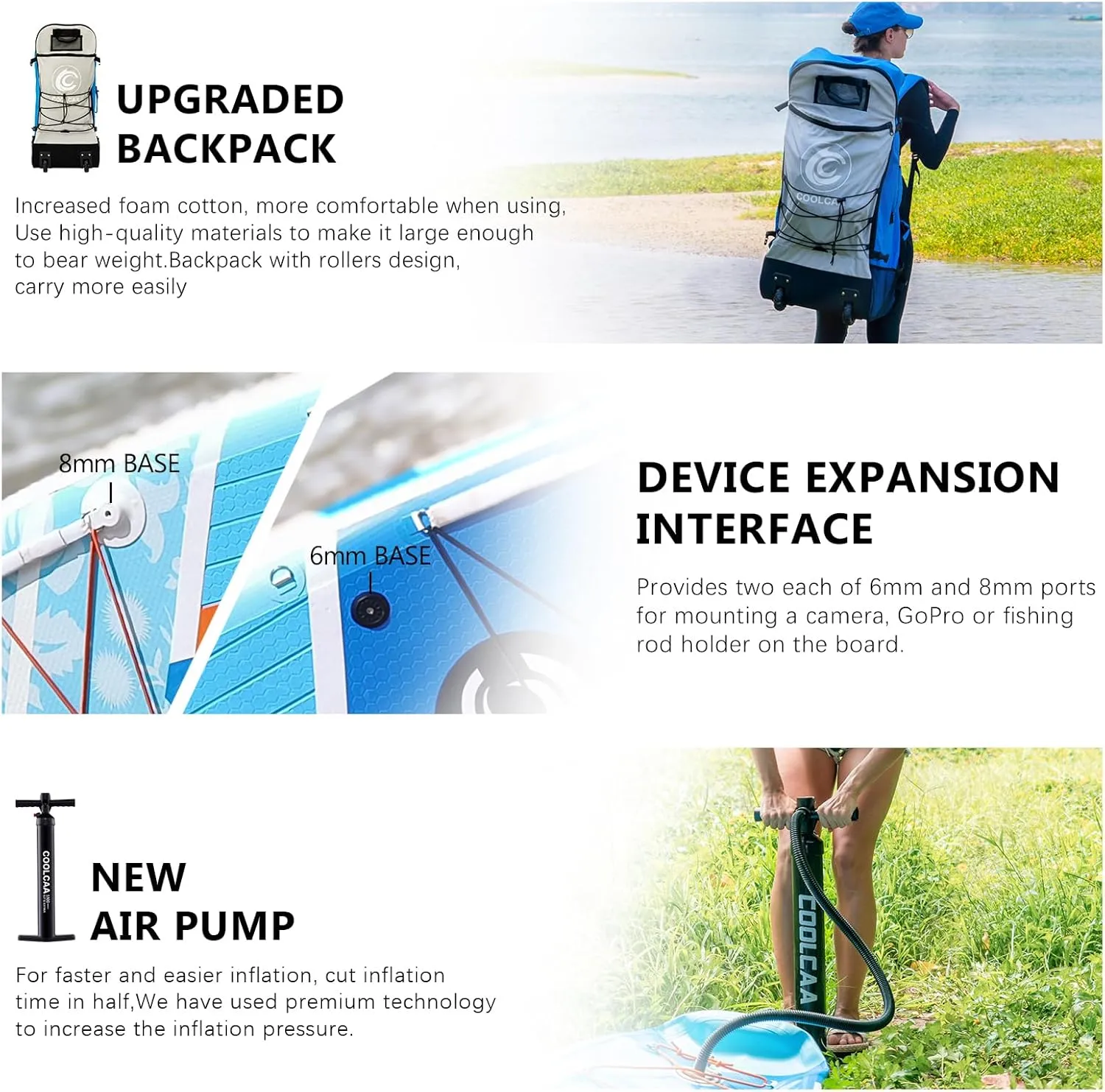 Inflatable Stand Up Paddle Boards, Inflatable Sup Board, Stand Up Paddle Boards for Adults, Ultra Stable Wide SUP for 2 1 People/Family/Big Size