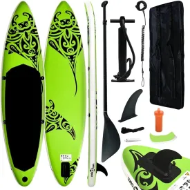 Inflatable Stand Up Paddleboard Set, for Paddleboarding and Kayaking, Durable PVC Material, Bright Green, 120.1" x 29.9" x 5.9"