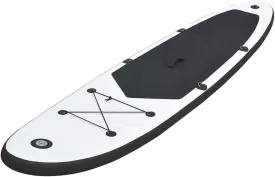 Inflatable Stand Up Paddleboard Set with Removable Fin and Carrying Bag, Durable PVC Material, Black