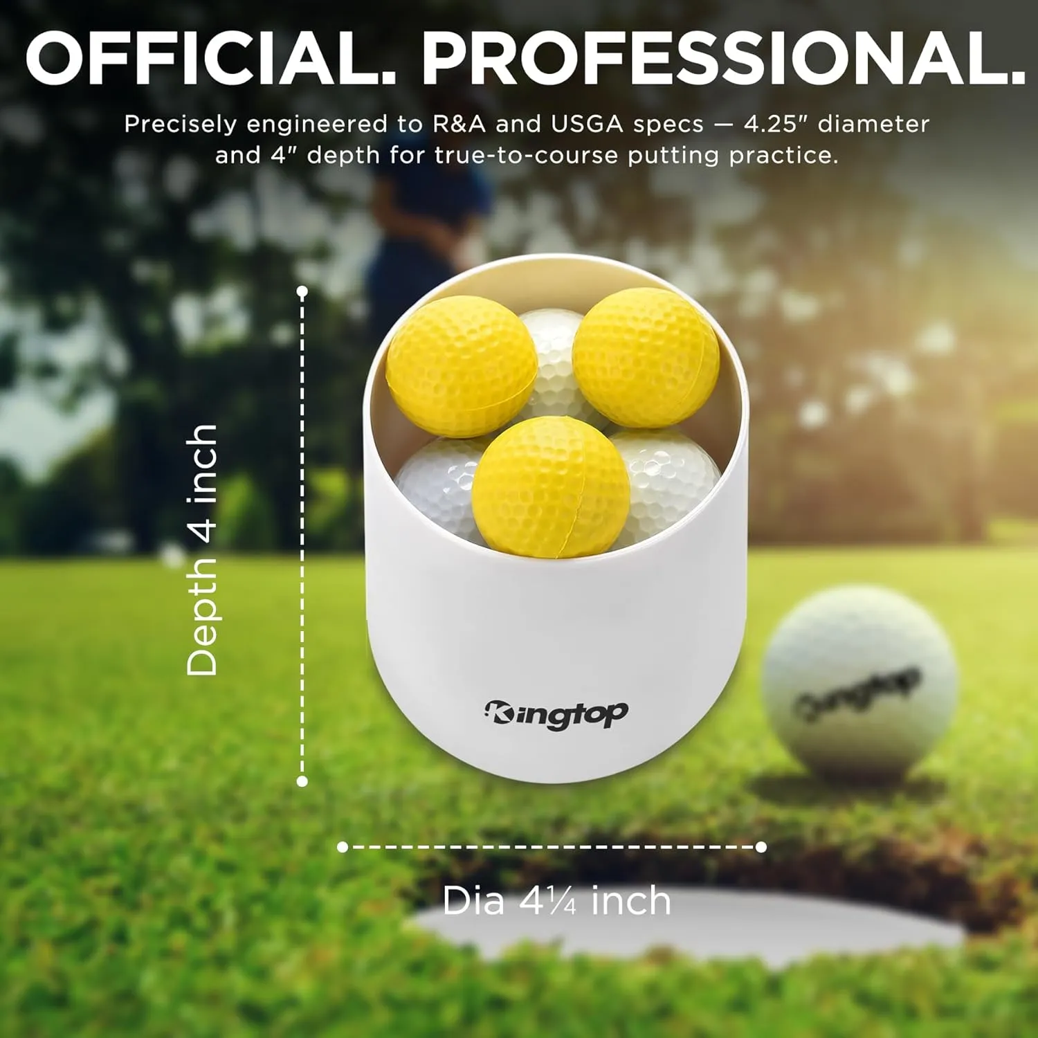 KINGTOP Golf Hole Cup  Fit PGA/USGA Regulations, Golf Accessories for Backyard Practice Putting Green, 4 Inches and 6 Inches Available