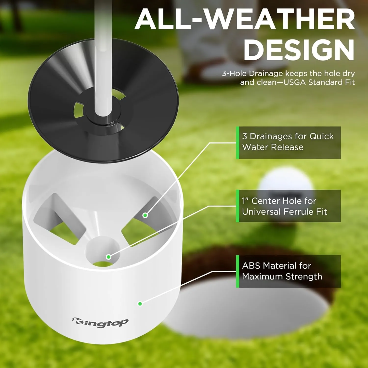 KINGTOP Golf Hole Cup  Fit PGA/USGA Regulations, Golf Accessories for Backyard Practice Putting Green, 4 Inches and 6 Inches Available