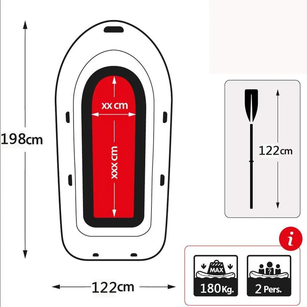 Large Kayak Rafts 2-4 Person Inflatable Boat Thickened Hovercraft Wear-Resisting Kayak Assault Rubber Boats Dinghies for Fishing and Other Entertainment