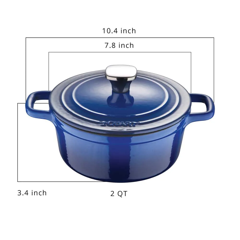 Legacy by MasterPRO - 2 Qt Legacy Enamel Cast Iron Dutch Oven, Blue
